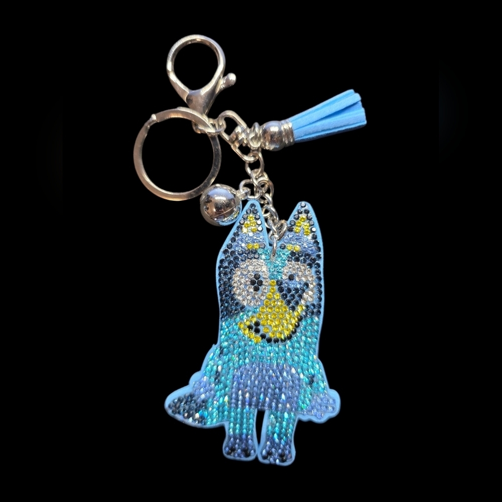 Bluey Character Rhinestone Bag Charm Keychain